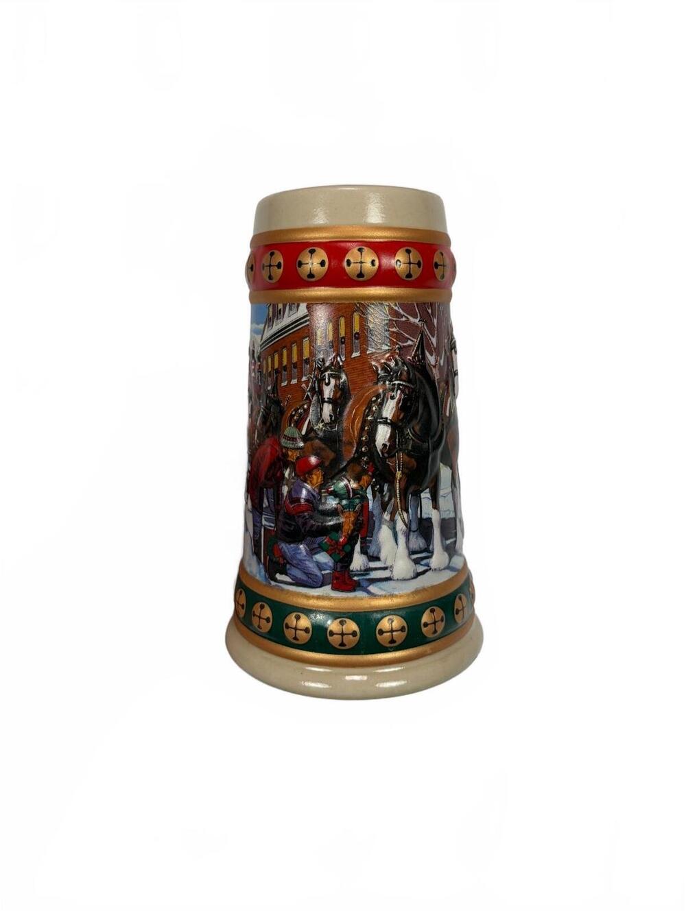 Vintage Budweiser 1994 Hometown Holiday Beer Stein CS211 Clydesdales Ceramarte